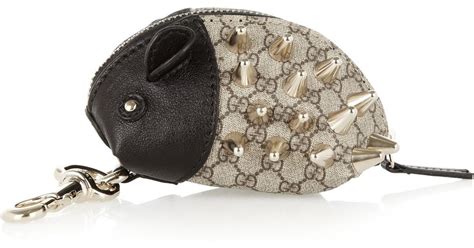 Gucci Black Leather/ GG Studded Hedgehog Coin Purse